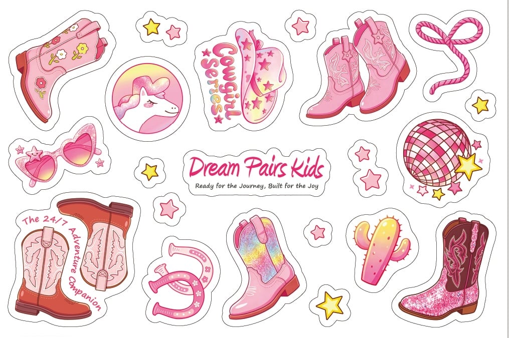 DREAM PAIRS Girls Cowboy Cowgirl Boots