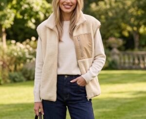 Dokotoo Fleece Womens Vest Zip Up Oversized