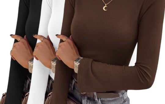 Ekouaer 3 Pack Womens Bell Sleeve Tops