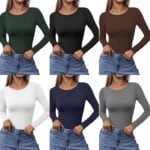 Ekouaer Long Sleeve Shirt Scoop Neck