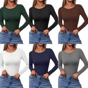 Ekouaer Long Sleeve Shirt Scoop Neck