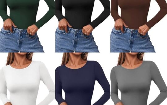 Ekouaer Long Sleeve Shirt Scoop Neck