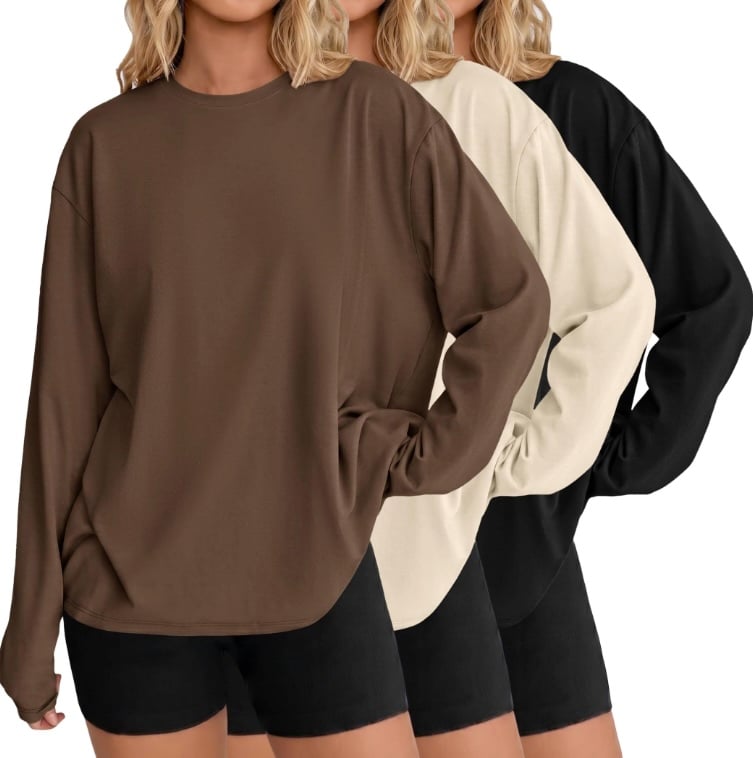 Ekouaer Womens Oversized Long Sleeve Cotton Shirts