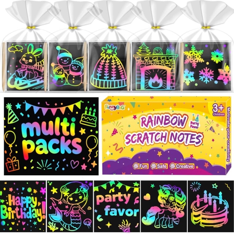 FUNNYB&G Rainbow Scratch Notes Art Party Favors FUNNYB&G Rainbow Scratch Notes Art Party Favors