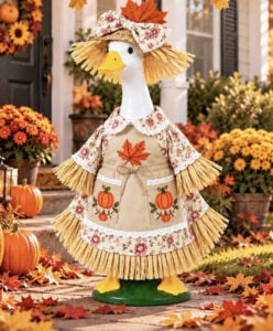 Fall Porch Goose Outfit, Thanksgiving Porch Goose Scarecrow Outfit