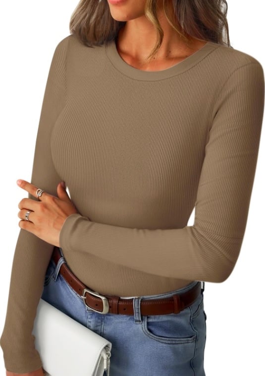 GKBK Womens Long Sleeve Shirts Ribbed Top