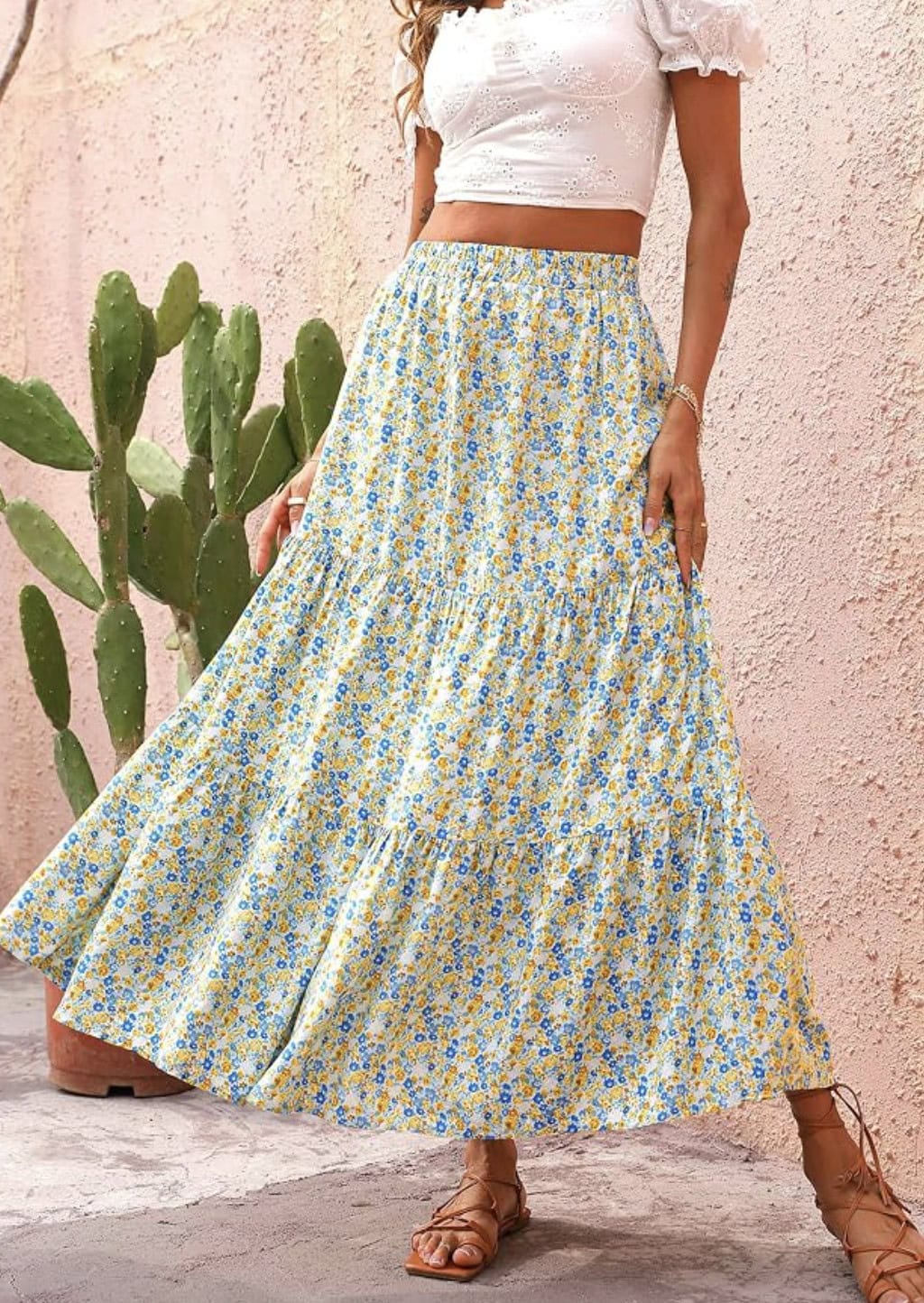 KIRUNDO Maxi Skirts for Women Summer Boho Floral Long Skirt 2