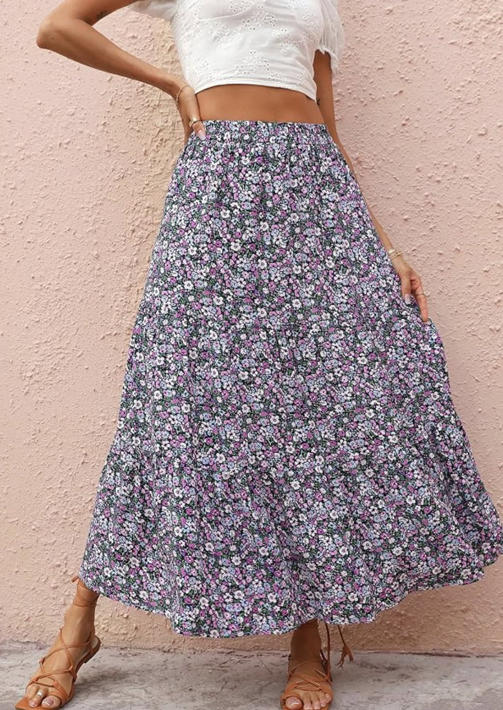 KIRUNDO Maxi Skirts for Women Summer Boho Floral Long Skirt