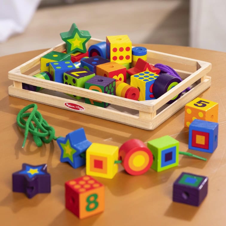 Melissa & Doug Deluxe Wooden Lacing Beads