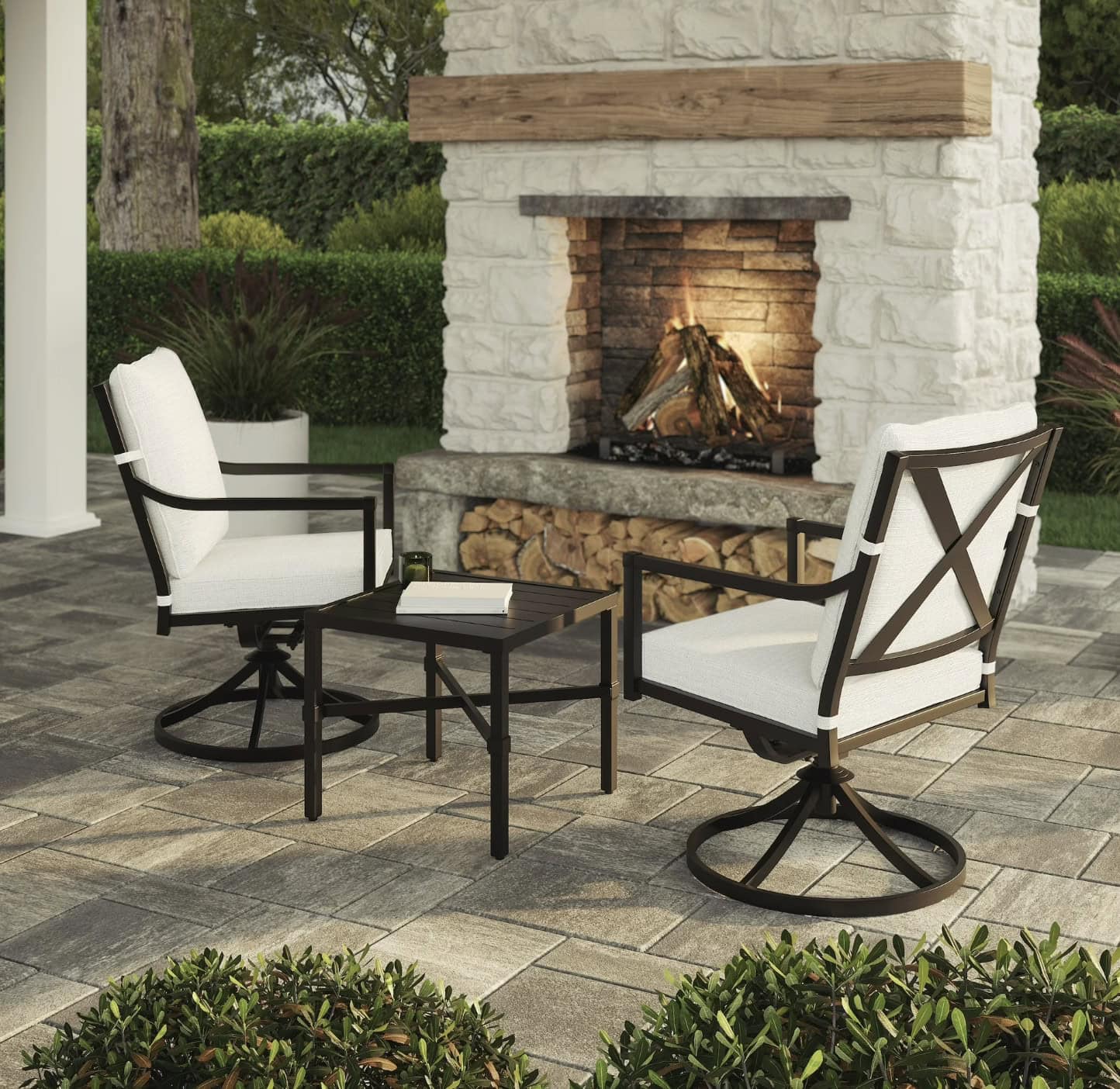 My Texas House Cambria Swivel Outdoor Dining Chair, Set of 2