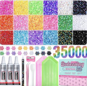 Rhinestones Bedazzling Kit 35000Pcs 18 Essential Colors for Crafts