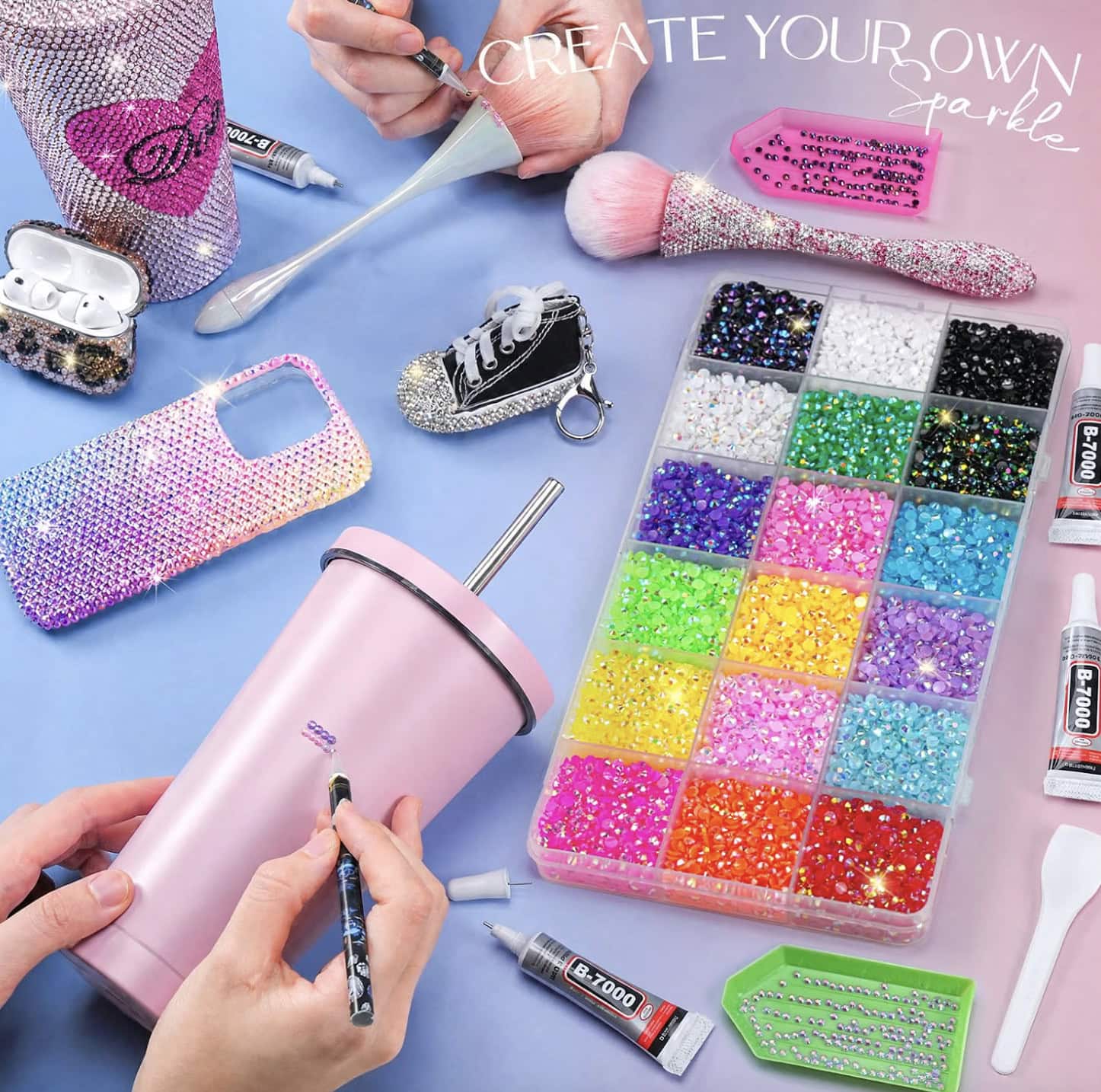Rhinestones Bedazzling Kit 35000Pcs 18 Essential Colors for Crafts Rhinestones Bedazzling Kit 35000Pcs 18 Essential Colors for Crafts