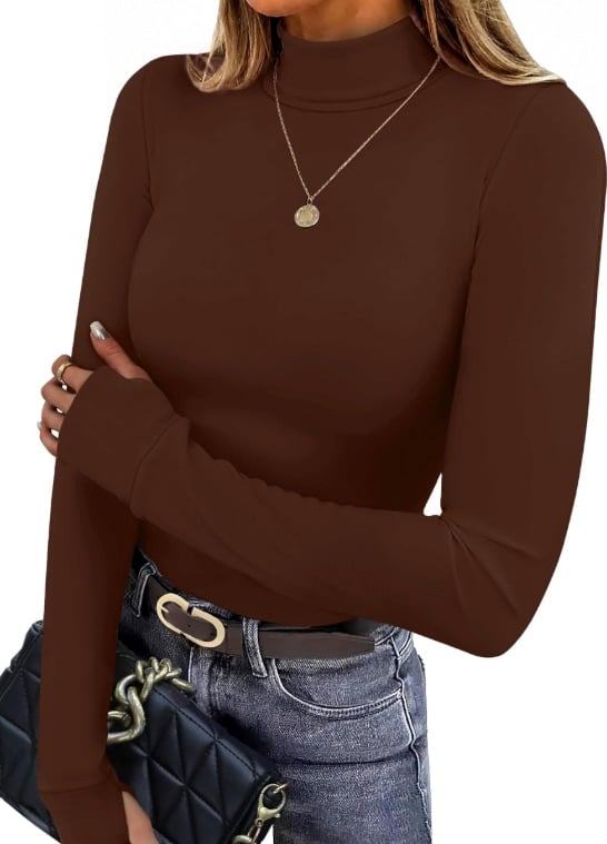 Sampeel Turtleneck Slim Fit Shirt with Thumb Holes