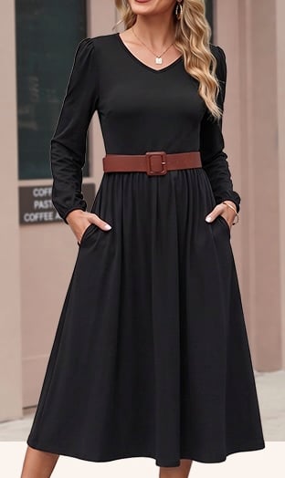Zeagoo Midi Dresses Flare Loose Fit Navy Blue Long Sleeve Flowy Ladies Zeagoo Midi Dresses Flare Loose Fit Navy Blue Long Sleeve Flowy Ladies