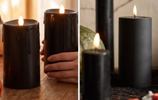 black pillar candle dupe
