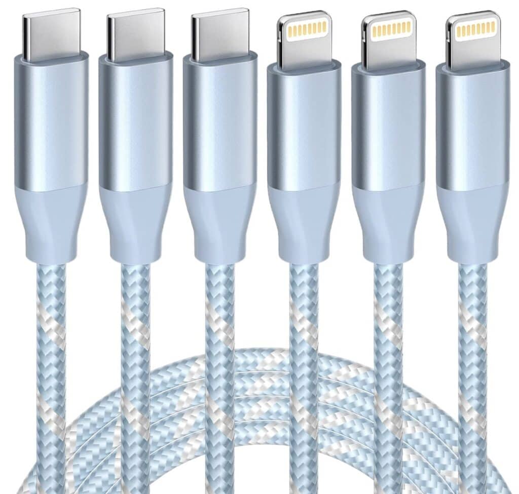 blue white iphone usb c to lightning cables 3 pk blue white iphone usb c to lightning cables 3 pk