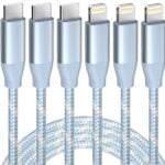 blue white iphone usb c to lightning cables 3 pk