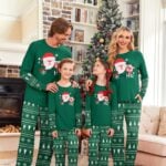 green matching family pajamas