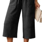 high waisted wide leg capri pants lepuno black stripe