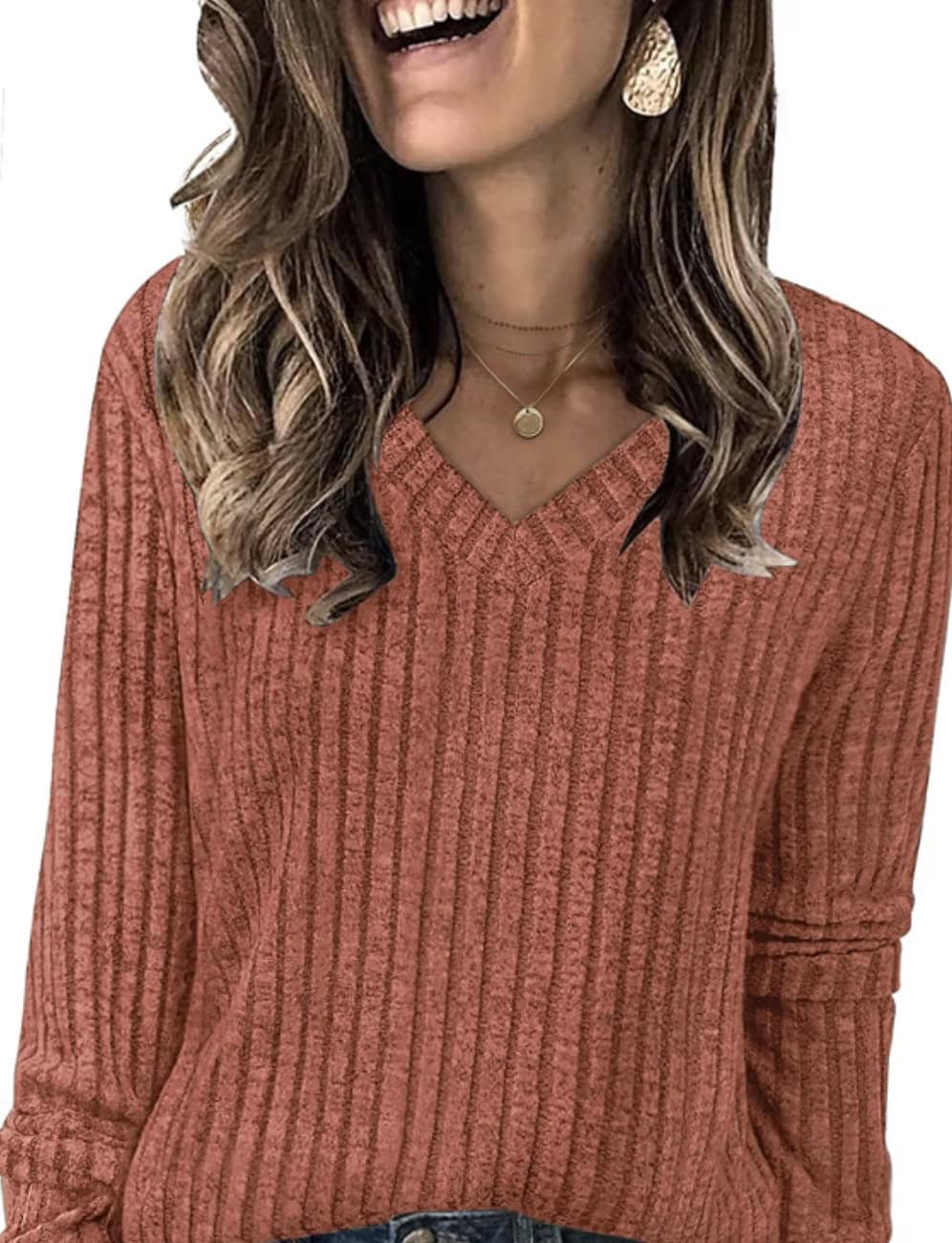 long sleeve vneck shirt noracora orange