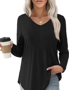 long sleeve vneck tunic top justfashionnow black