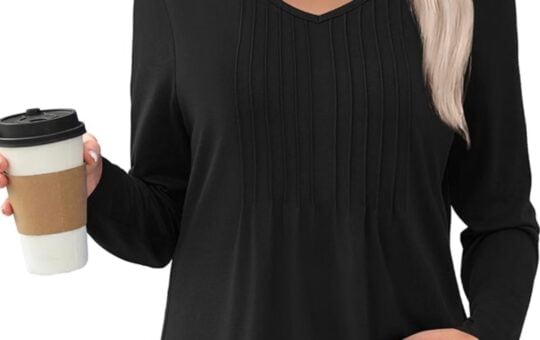 long sleeve vneck tunic top justfashionnow black