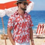 mens hawaiian shirt red floral gianzen brand