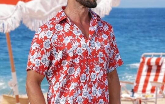 mens hawaiian shirt red floral gianzen brand