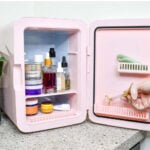 mini fridge pink