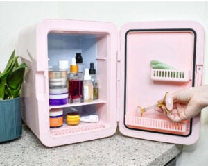 mini fridge pink