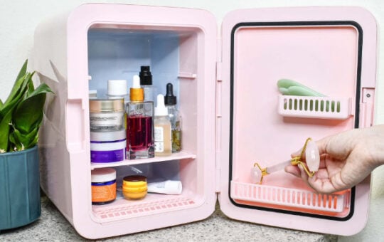 mini fridge pink