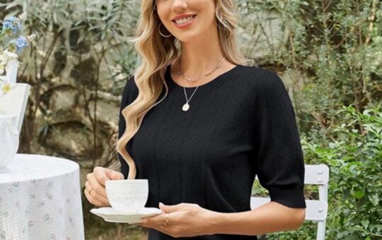 puff sleeve knit top grace karin black