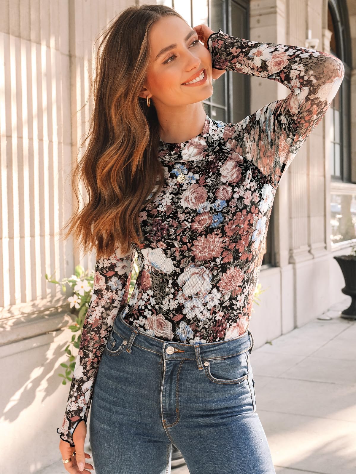 sheer floral mesh top sheer floral mesh top