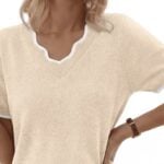 short sleeve v neck sweater gkbk