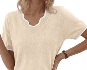 short sleeve v neck sweater gkbk