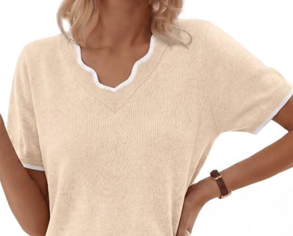 short sleeve v neck sweater gkbk