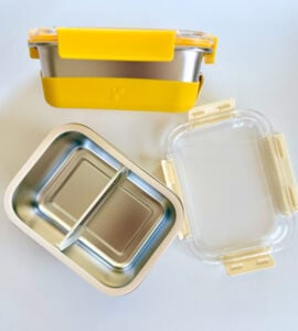 white yellow container