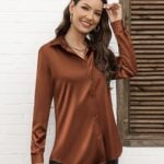 womens silk button down shirt cunlin brand
