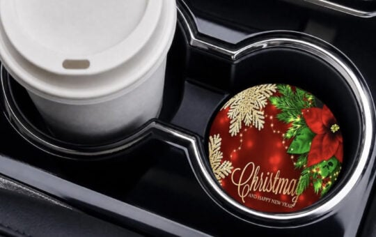 2pcs Merry Christmas Pattern Drink Coasters Holiday Decoration