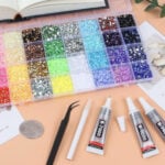 56000Pcs 32 Colors Jelly Resin Rhinestones for Bedazzling, 3mm Multicolor Flatback Gems for Crafting, Bedazzler Kit with 3Pcs B7000 Jewelry Glue for Clothes Shoes Nail Book Diamond Art 2