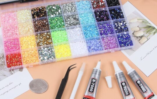 56000Pcs 32 Colors Jelly Resin Rhinestones for Bedazzling, 3mm Multicolor Flatback Gems for Crafting, Bedazzler Kit with 3Pcs B7000 Jewelry Glue for Clothes Shoes Nail Book Diamond Art 2