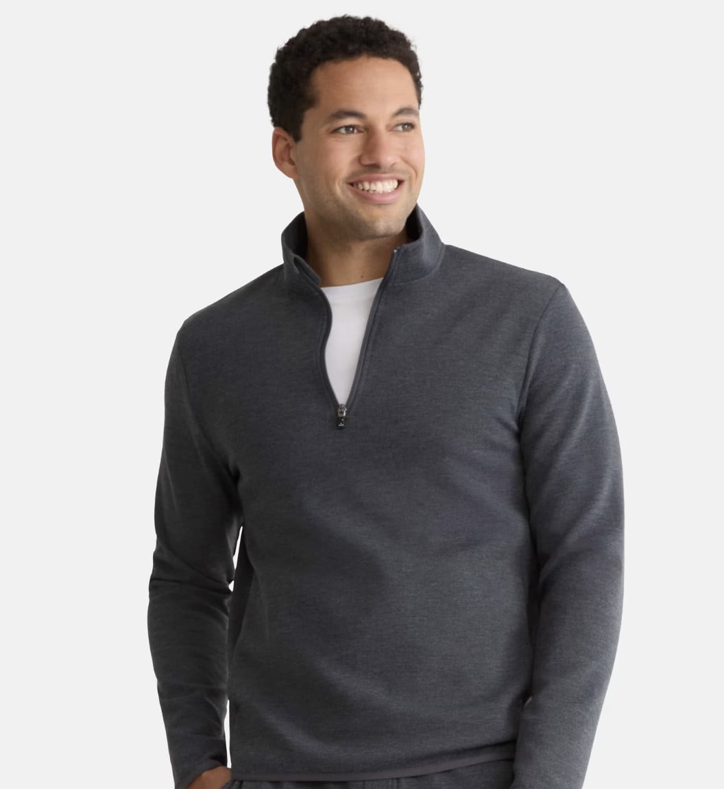 Athletic Works Men's and Big Men's Fusion Double Knit Quarter Zip Sweatshirt Jacket