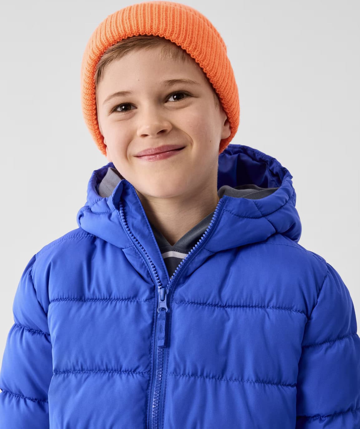 Boys Hooded Puffer Jacket blue