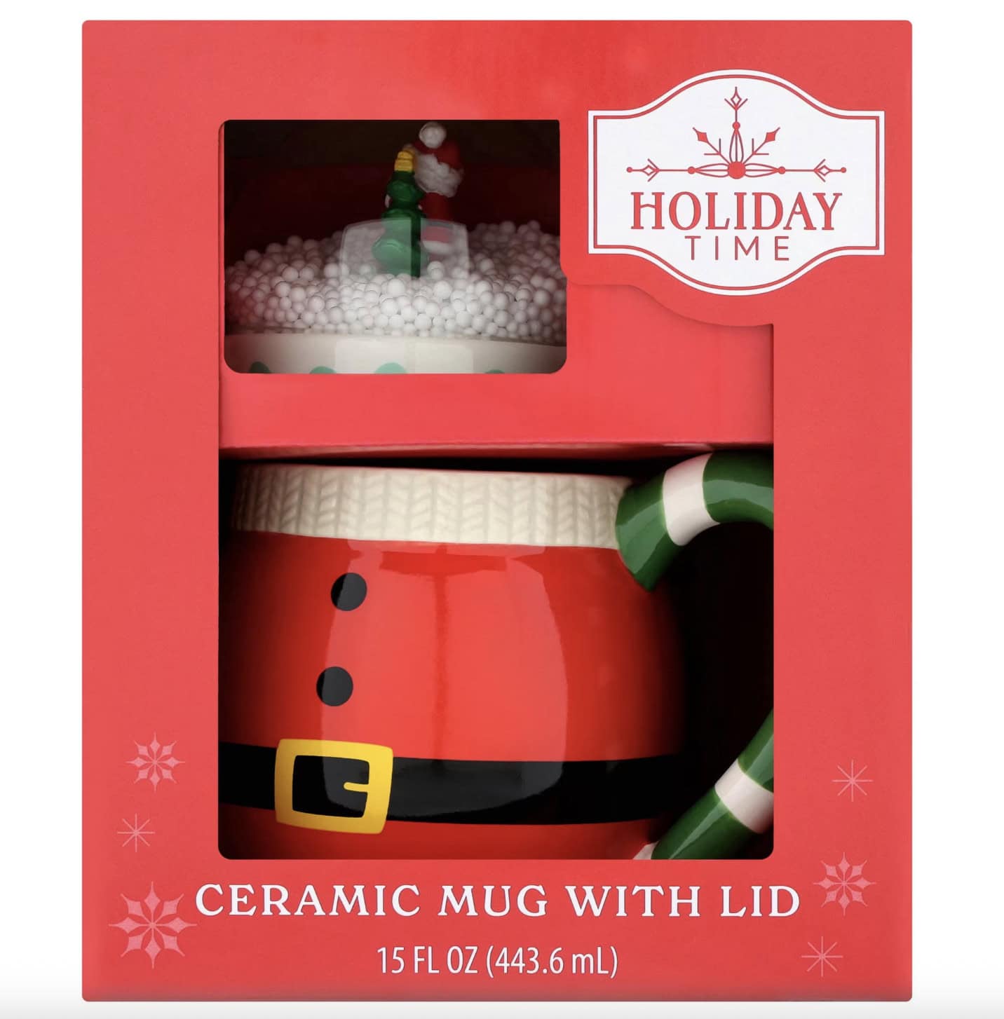 Ceramic Santa Christmas Mug with Snow Globe Lid, Multicolor, 15 fl oz 2