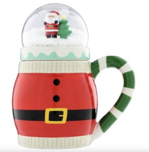 Ceramic Santa Christmas Mug with Snow Globe Lid, Multicolor, 15 fl oz