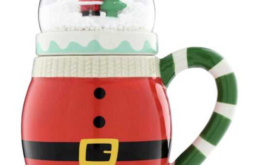 Ceramic Santa Christmas Mug with Snow Globe Lid, Multicolor, 15 fl oz