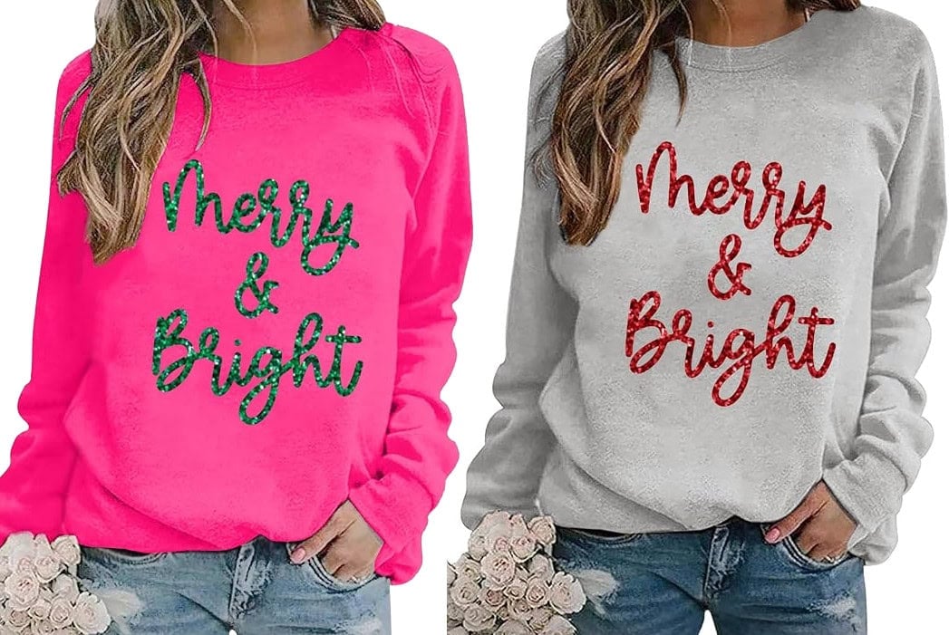 Christmas Sweatshirts Women Merry and Bright Christmas 1