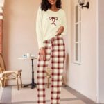 Ekouaer Women's 2 Pack Pajama Sets Long Sleeve Lounge Set Soft Comfy Pjs 1