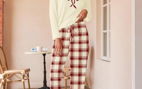 Ekouaer Women's 2 Pack Pajama Sets Long Sleeve Lounge Set Soft Comfy Pjs 1