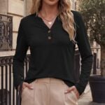 Ekouaer Women's Long Sleeve Shirts Henley